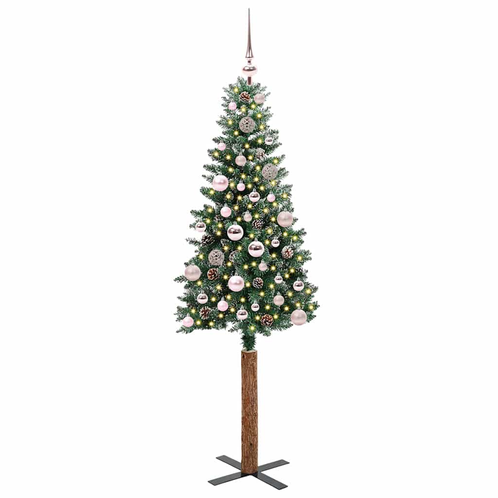 Slanke Kerstboom Groen 150 cm PVC en massief dennenhout
