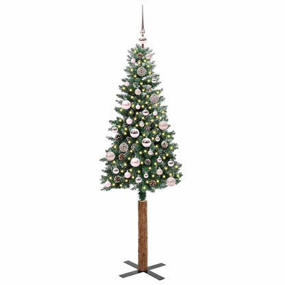 Slanke Kerstboom Groen 150 cm PVC en massief dennenhout