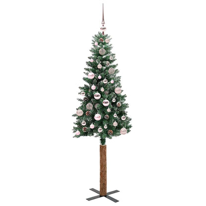 Slanke Kerstboom Groen 150 cm PVC en massief dennenhout