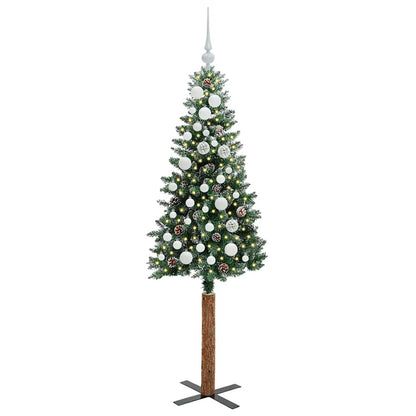 Slanke Kerstboom Groen 150 cm PVC en massief dennenhout