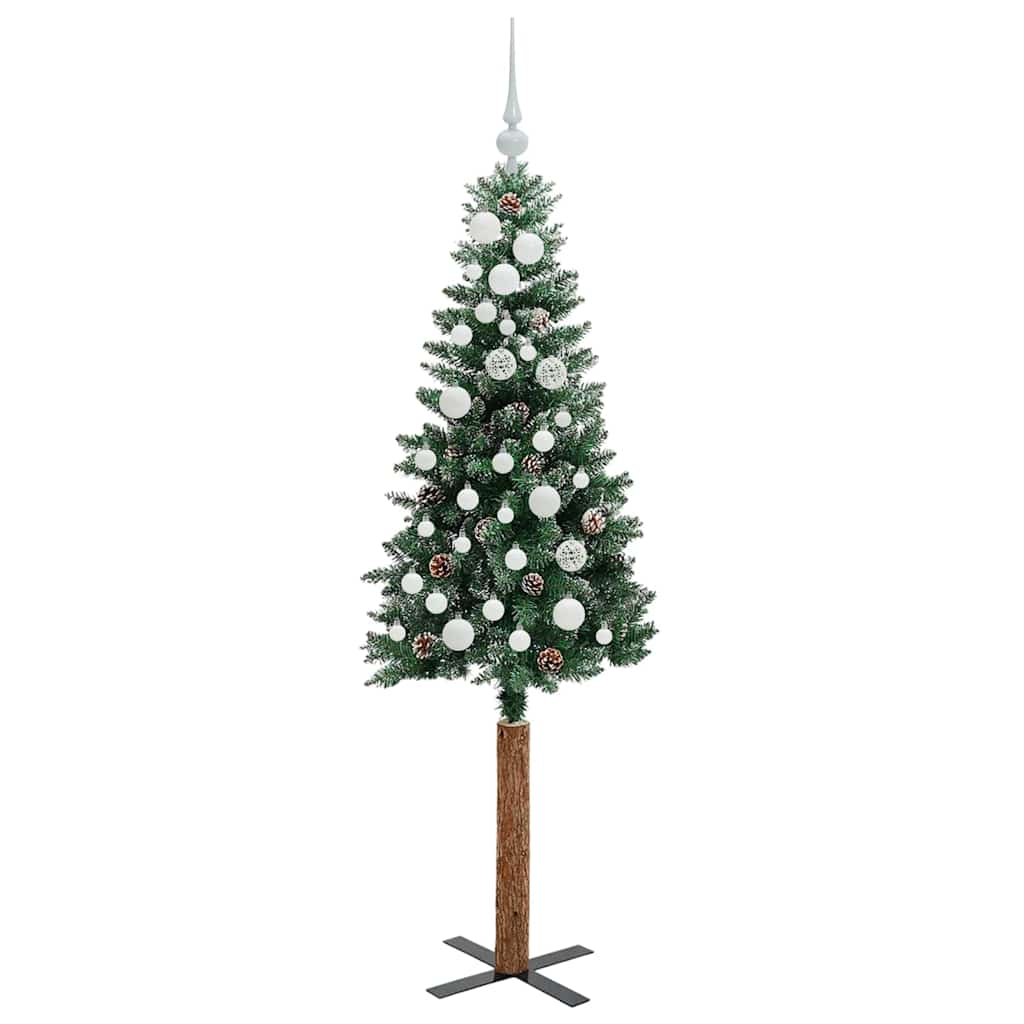 Slanke Kerstboom Groen 150 cm PVC en massief dennenhout