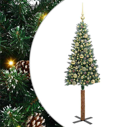 Slanke Kerstboom Groen 150 cm PVC en massief dennenhout