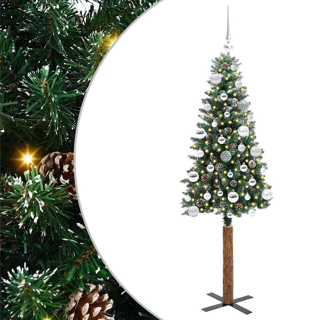Slanke Kerstboom Groen 150 cm PVC en massief dennenhout