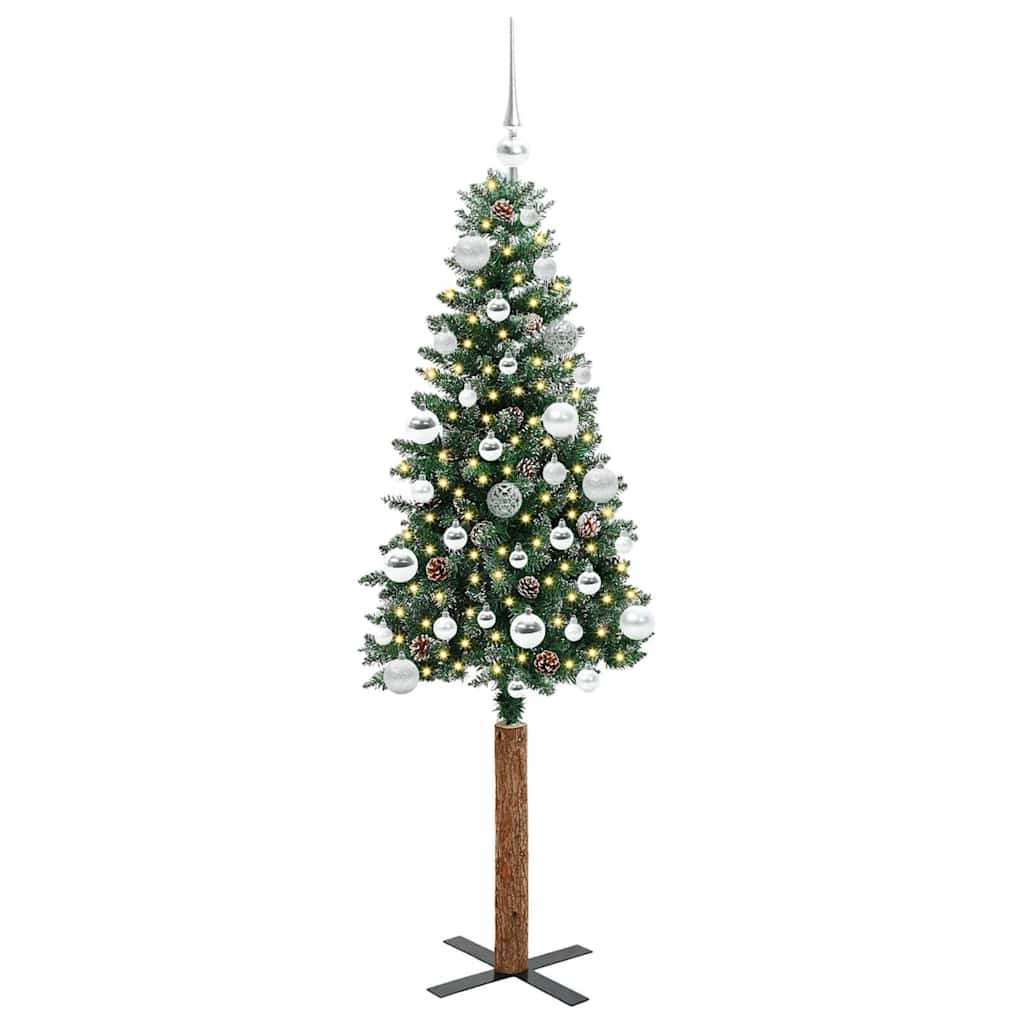 Slanke Kerstboom Groen 150 cm PVC en massief dennenhout