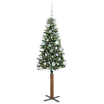 Slanke Kerstboom Groen 150 cm PVC en massief dennenhout
