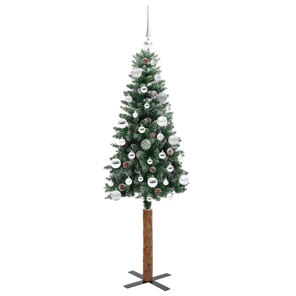 Slanke Kerstboom Groen 150 cm PVC en massief dennenhout