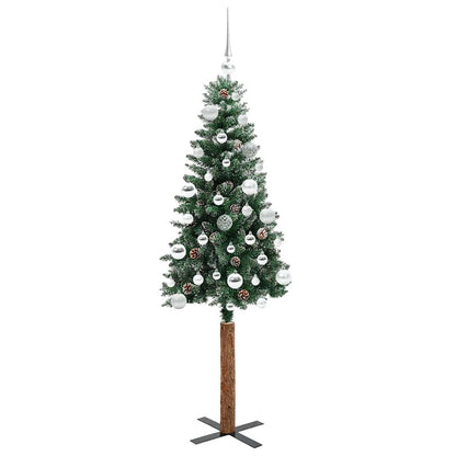 Slanke Kerstboom Groen 150 cm PVC en massief dennenhout