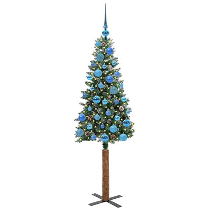 Slanke Kerstboom Groen 150 cm PVC en massief dennenhout