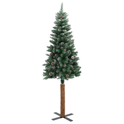 Slanke Kerstboom Groen 150 cm PVC en massief dennenhout