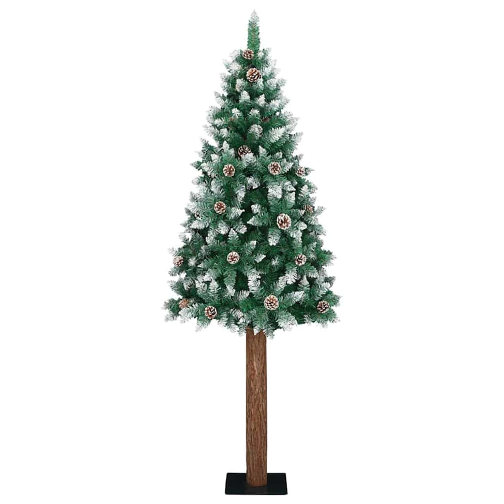 Slanke Kerstboom Groen 180 cm PVC en massief dennenhout