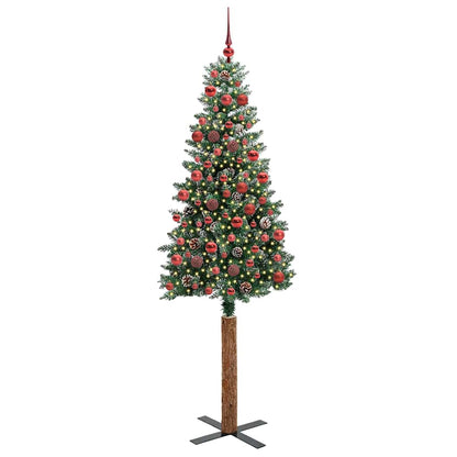 Slanke Kerstboom Groen 180 cm PVC en massief dennenhout
