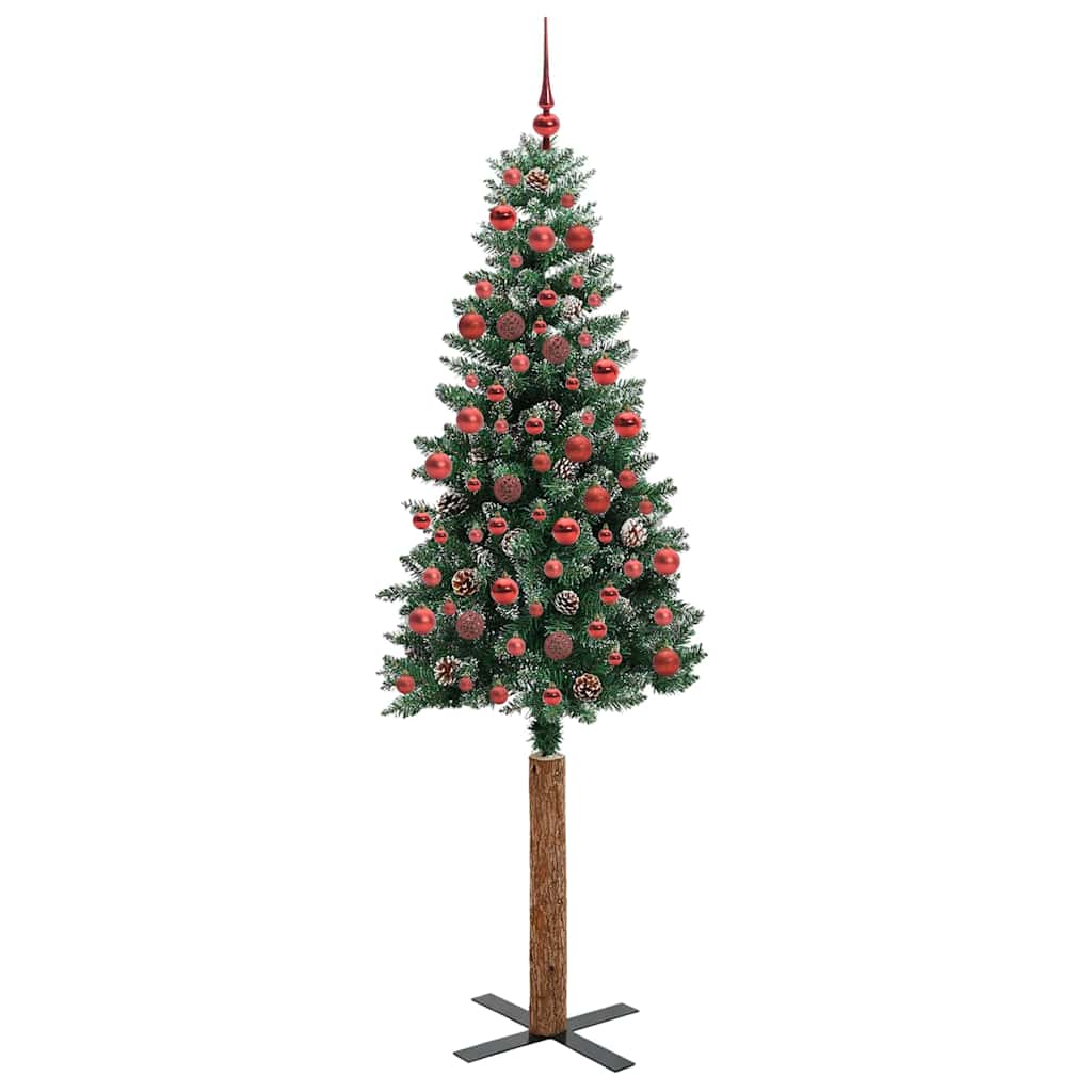 Slanke Kerstboom Groen 180 cm PVC en massief dennenhout