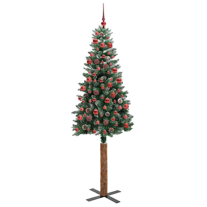 Slanke Kerstboom Groen 180 cm PVC en massief dennenhout