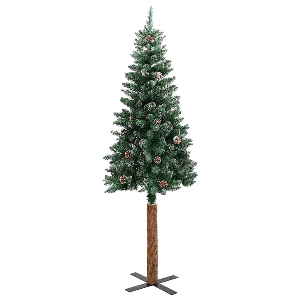 Slanke Kerstboom Groen 180 cm PVC en massief dennenhout