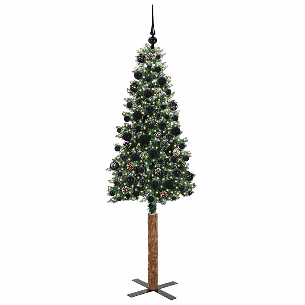 Slanke Kerstboom Groen 180 cm PVC en massief dennenhout