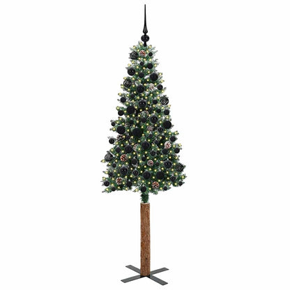 Slanke Kerstboom Groen 180 cm PVC en massief dennenhout