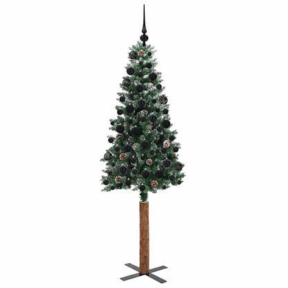 Slanke Kerstboom Groen 180 cm PVC en massief dennenhout