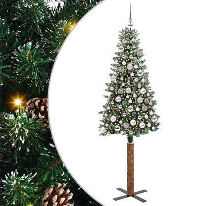 Slanke Kerstboom Groen 180 cm PVC en massief dennenhout