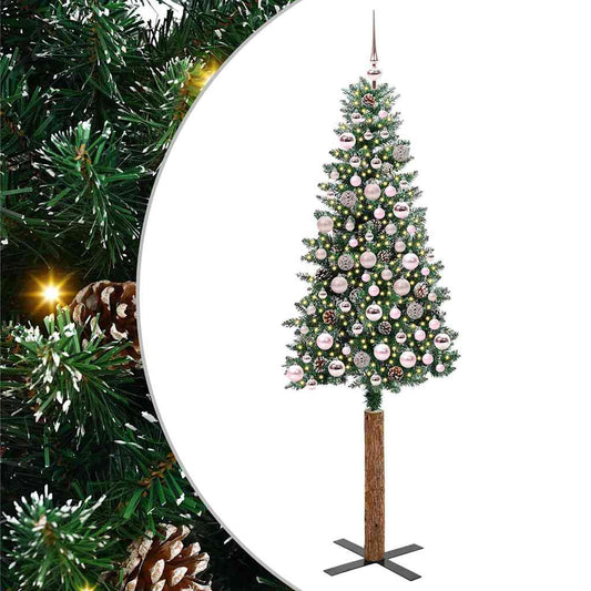 Slanke Kerstboom Groen 180 cm PVC en massief dennenhout