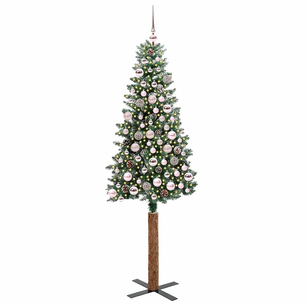 Slanke Kerstboom Groen 180 cm PVC en massief dennenhout