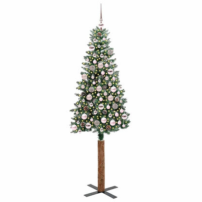 Slanke Kerstboom Groen 180 cm PVC en massief dennenhout