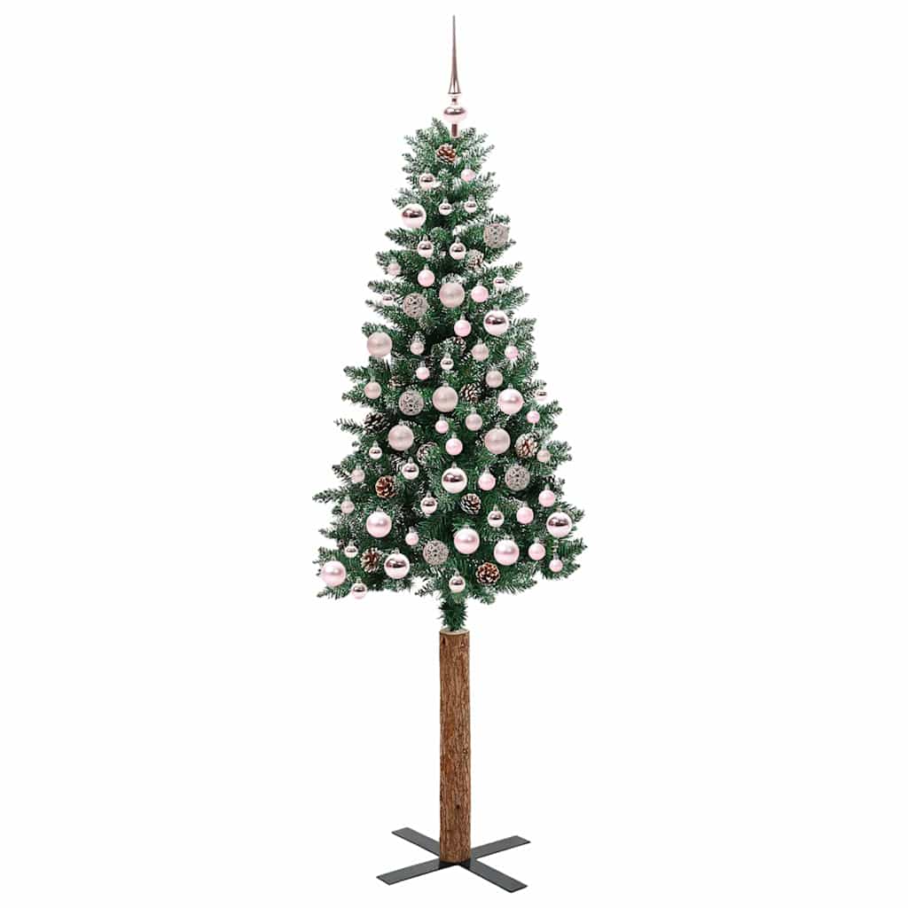 Slanke Kerstboom Groen 180 cm PVC en massief dennenhout