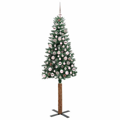 Slanke Kerstboom Groen 180 cm PVC en massief dennenhout