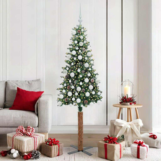 Slanke Kerstboom Groen 180 cm PVC en massief dennenhout