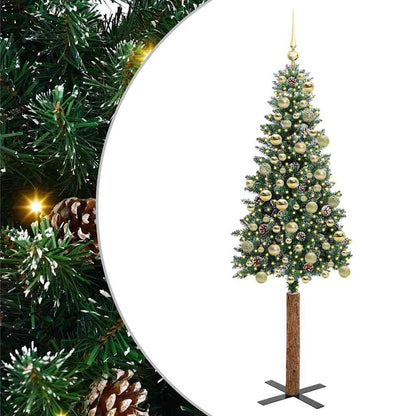 Slanke Kerstboom Groen 180 cm PVC en massief dennenhout