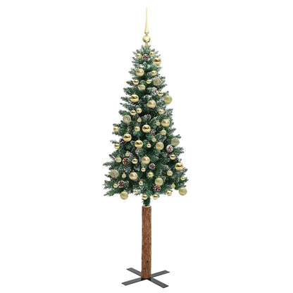 Slanke Kerstboom Groen 180 cm PVC en massief dennenhout