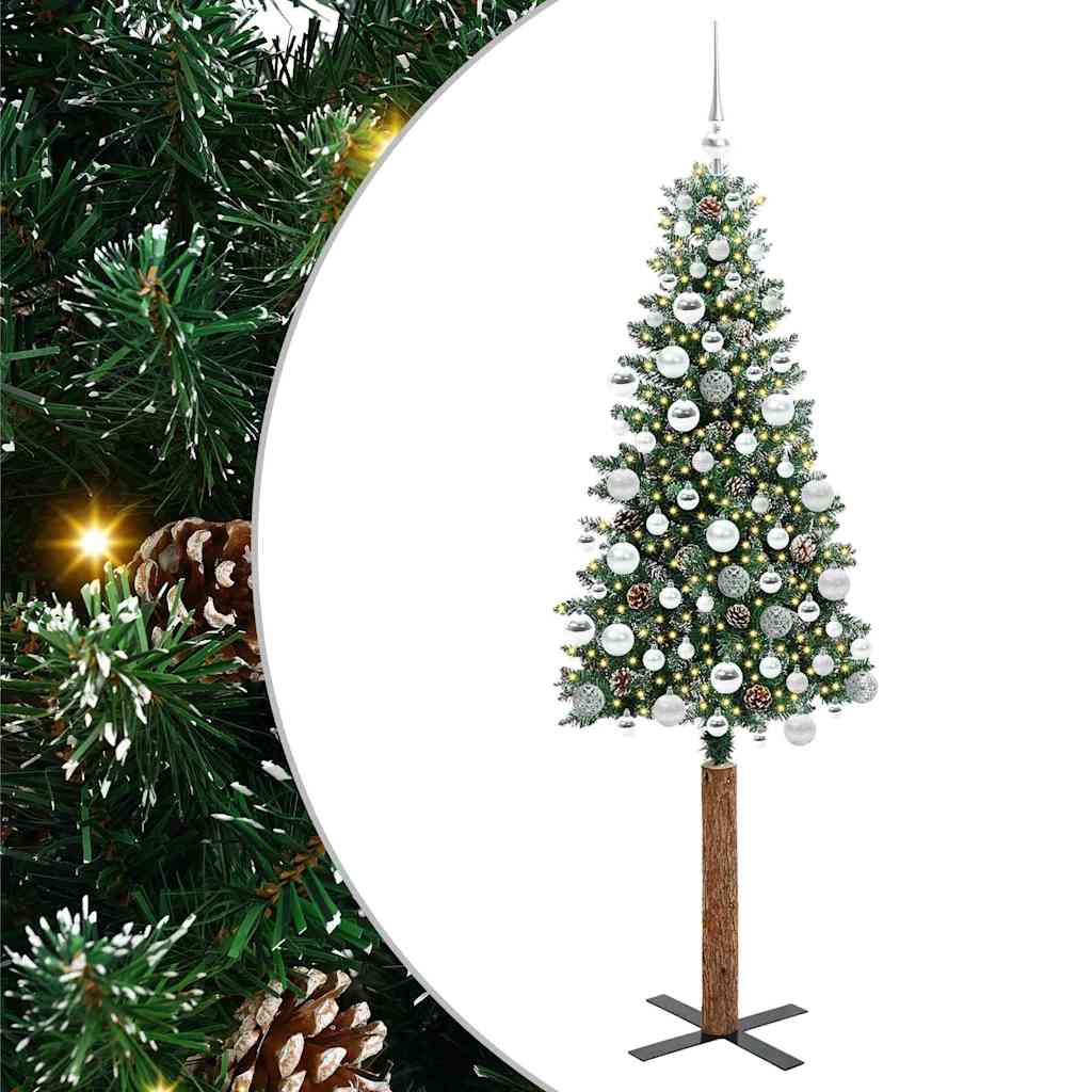 Slanke Kerstboom Groen 180 cm PVC en massief dennenhout