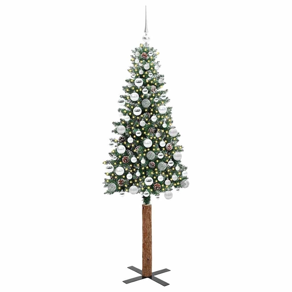 Slanke Kerstboom Groen 180 cm PVC en massief dennenhout