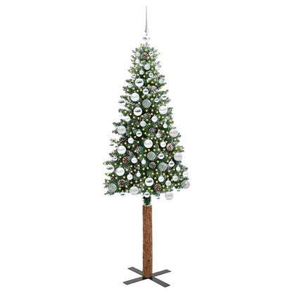 Slanke Kerstboom Groen 180 cm PVC en massief dennenhout