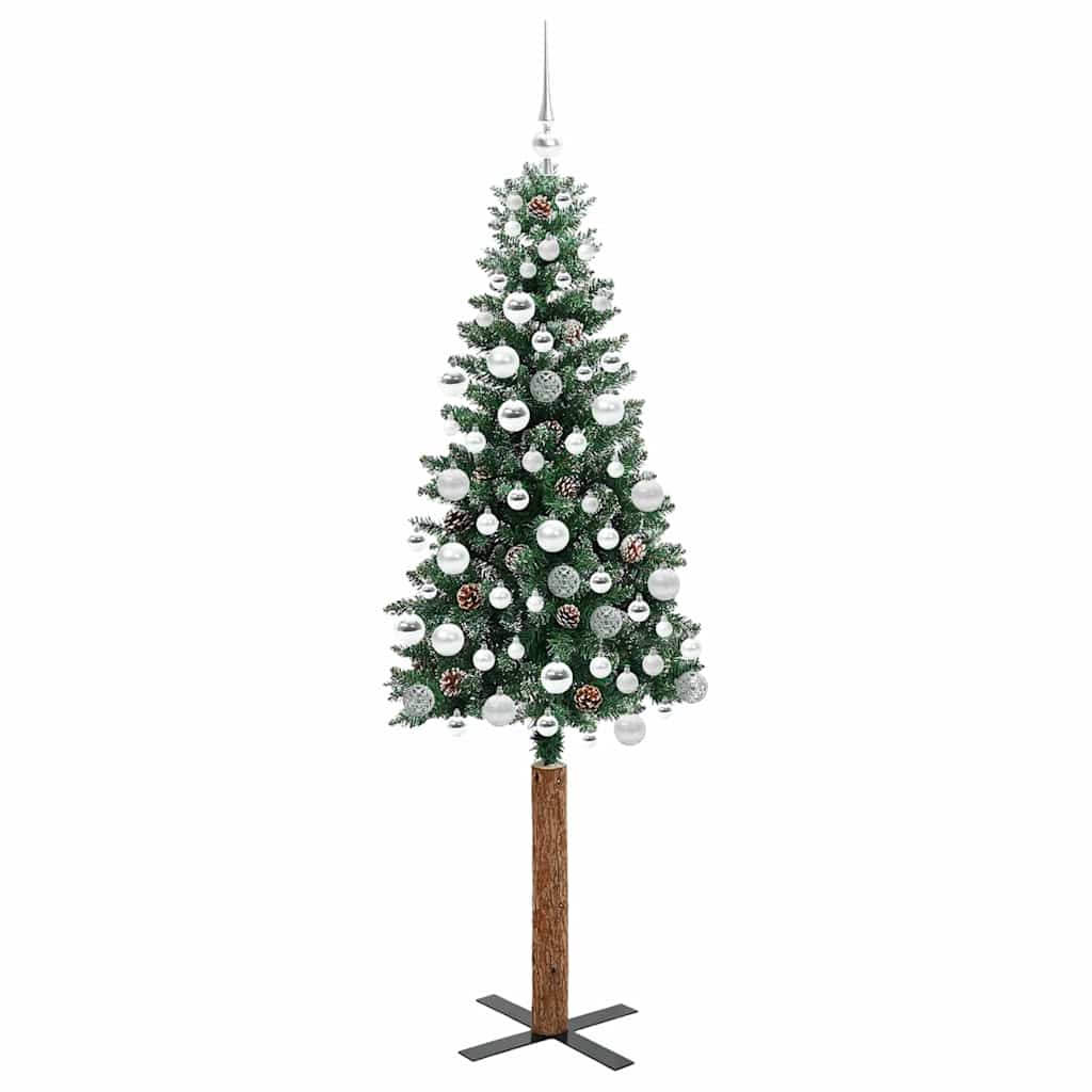Slanke Kerstboom Groen 180 cm PVC en massief dennenhout