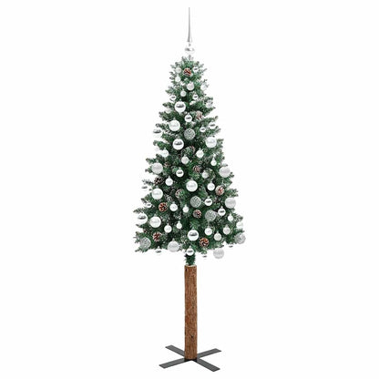 Slanke Kerstboom Groen 180 cm PVC en massief dennenhout