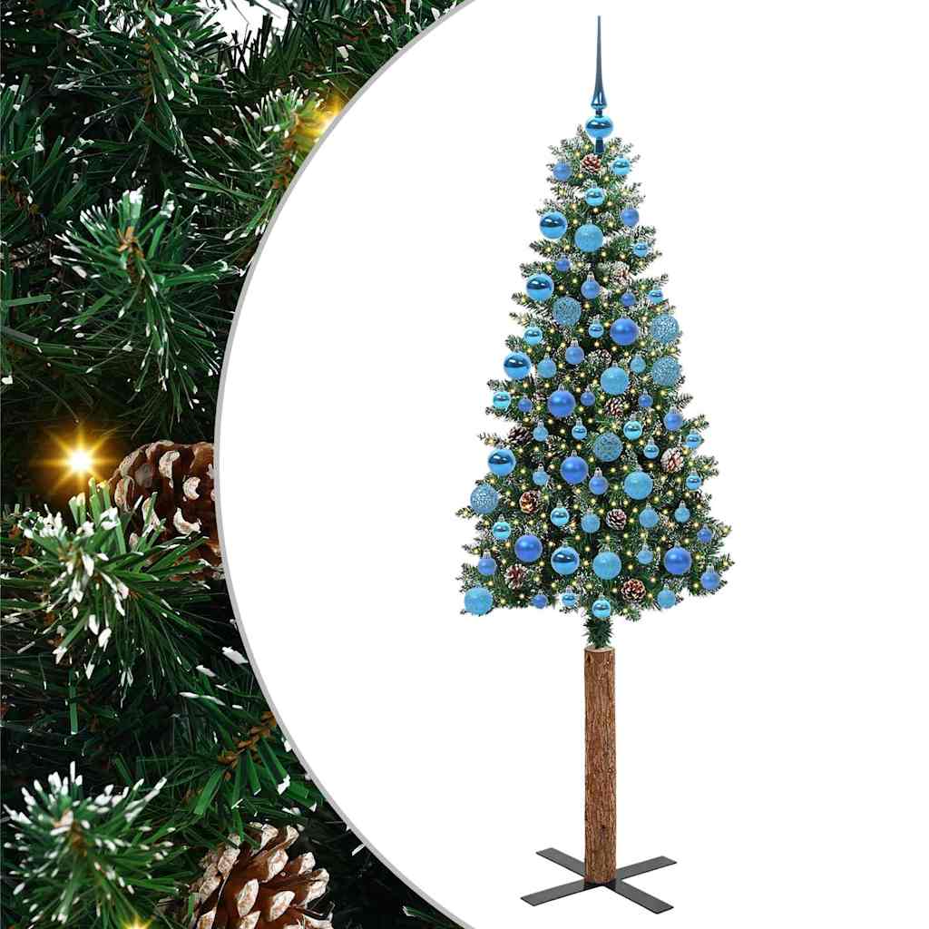 Slanke Kerstboom Groen 180 cm PVC en massief dennenhout