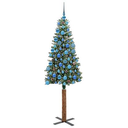 Slanke Kerstboom Groen 180 cm PVC en massief dennenhout