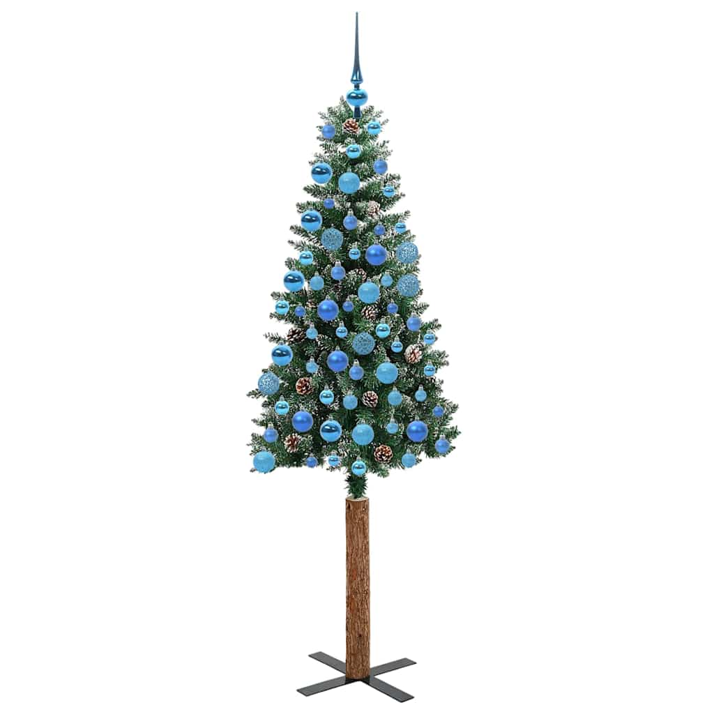 Slanke Kerstboom Groen 180 cm PVC en massief dennenhout