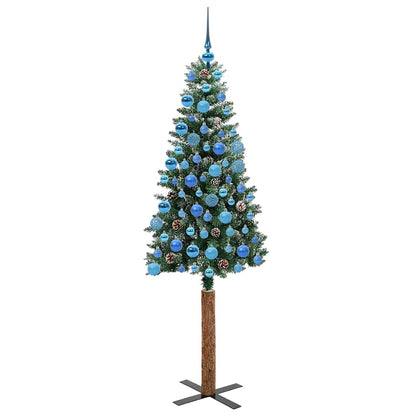 Slanke Kerstboom Groen 180 cm PVC en massief dennenhout