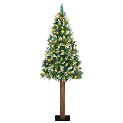 Slanke Kerstboom Groen 210 cm PVC en massief dennenhout
