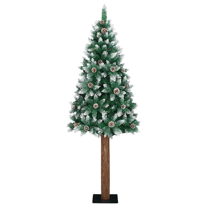 Slanke Kerstboom Groen 210 cm PVC en massief dennenhout