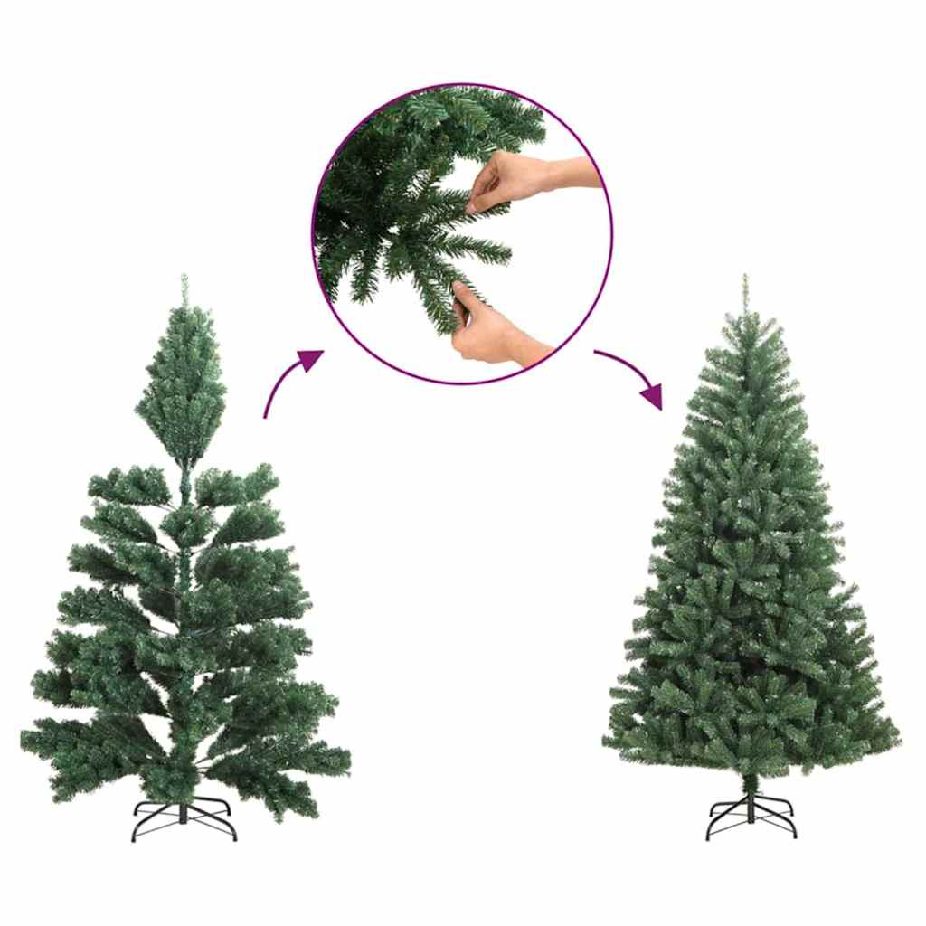 Slanke Kerstboom Groen 210 cm PVC en massief dennenhout