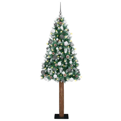 Slanke Kerstboom Groen 210 cm PVC en massief dennenhout