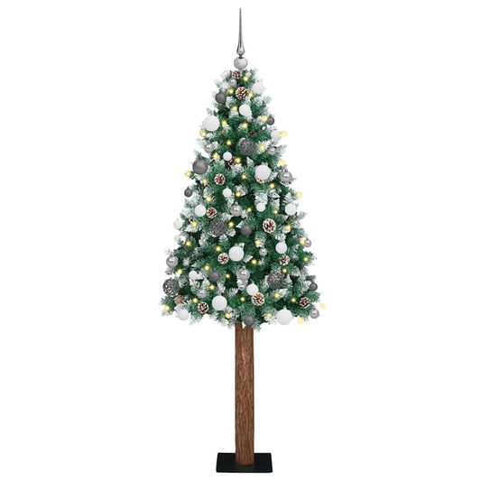 Slanke Kerstboom Groen 210 cm PVC en massief dennenhout