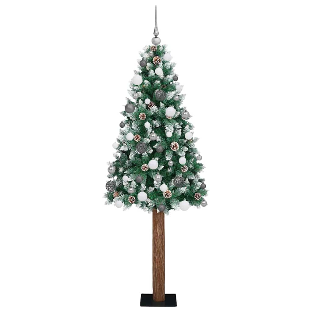 Slanke Kerstboom Groen 210 cm PVC en massief dennenhout