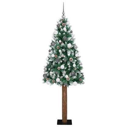Slanke Kerstboom Groen 210 cm PVC en massief dennenhout