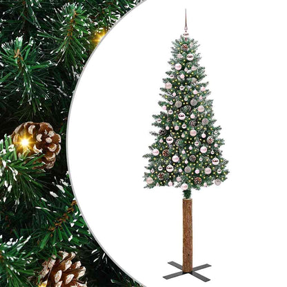 Slanke Kerstboom Groen 210 cm PVC en massief dennenhout