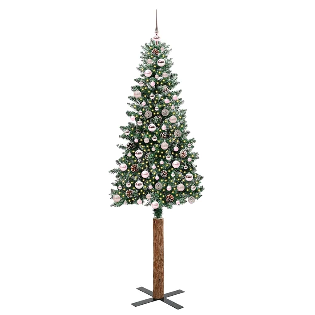 Slanke Kerstboom Groen 210 cm PVC en massief dennenhout