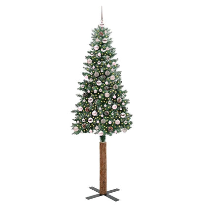 Slanke Kerstboom Groen 210 cm PVC en massief dennenhout
