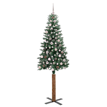 Slanke Kerstboom Groen 210 cm PVC en massief dennenhout